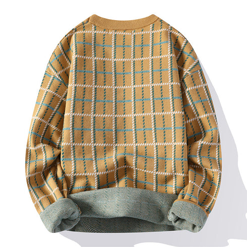 Men's Casual Plaid Knit Pullovers